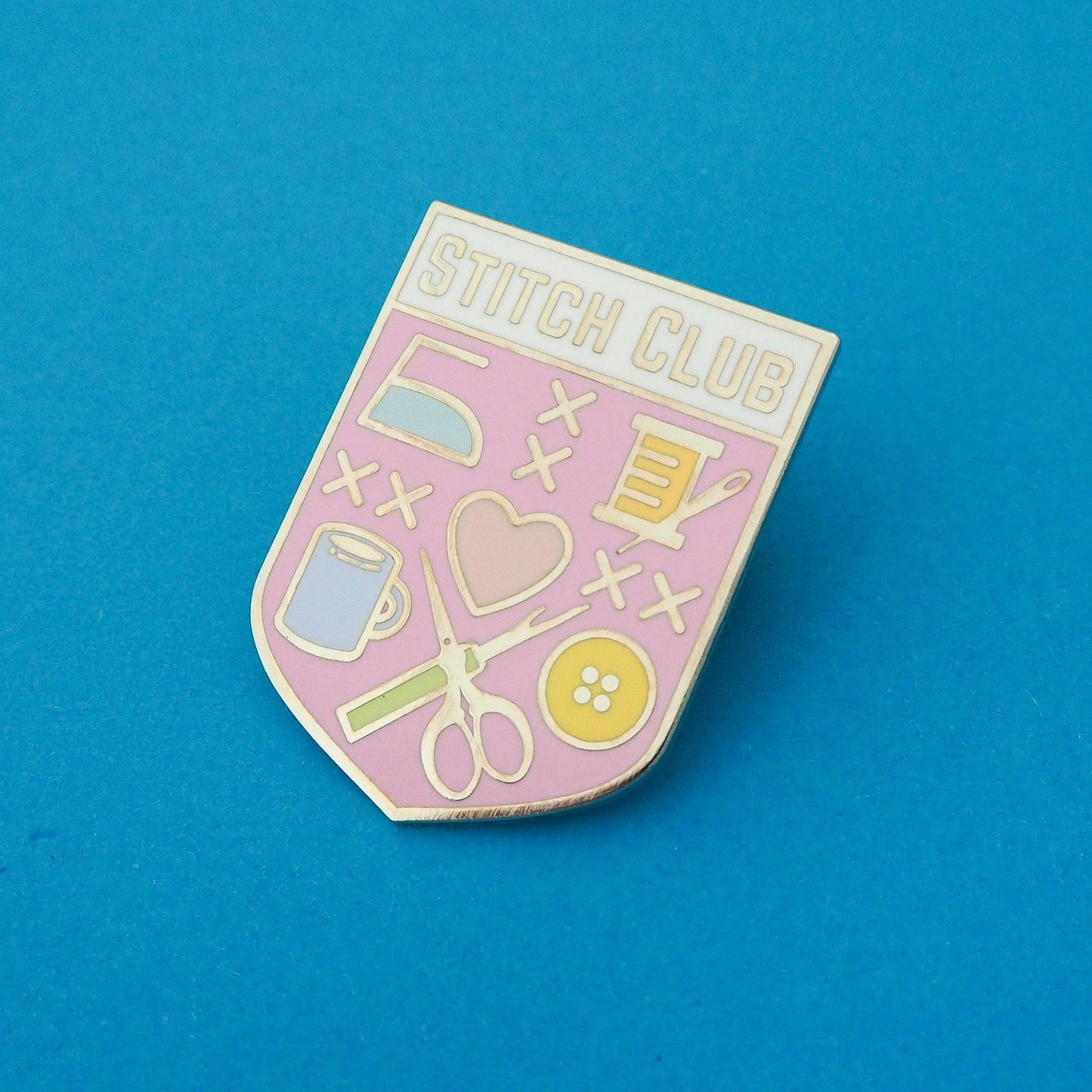 Broche en émail, cadeau de couture, Pastel Stitch Club