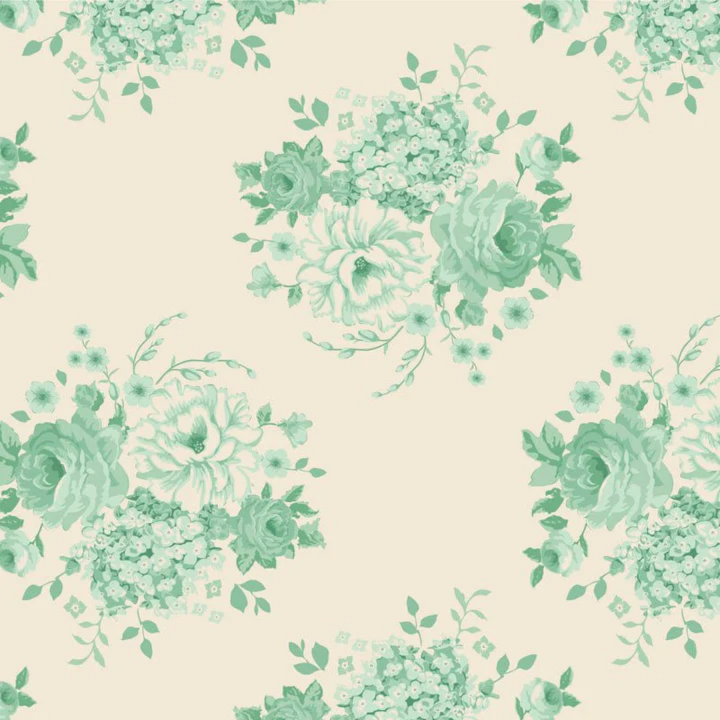 Tissu en coton Tilda Sunday Brunch Mia Design en bleu sarcelle, pour le quilting, l'artisanat et la couture.
