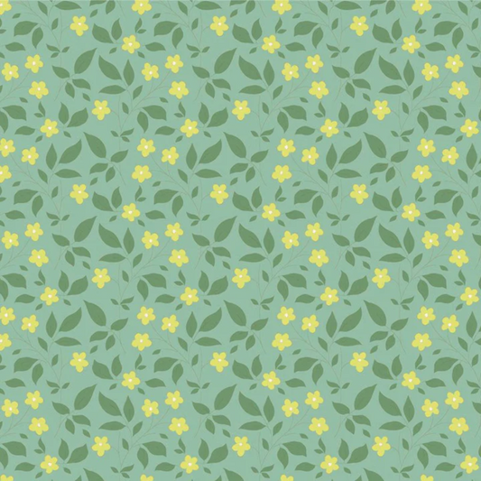 Tilda Sunday Brunch Cotton Fabric Tipsy Design in Teal, for Quilting, Crafts and Dressmaking