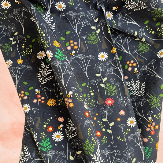 Tissu en jersey de coton Sewing Sanctuary « Navy » par Sarah J Patterson, 160 cm de large