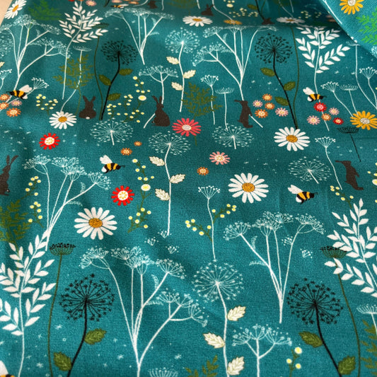 Tissu en jersey de coton Sewing Sanctuary « Teal » par Sarah J Patterson, 160 cm de large