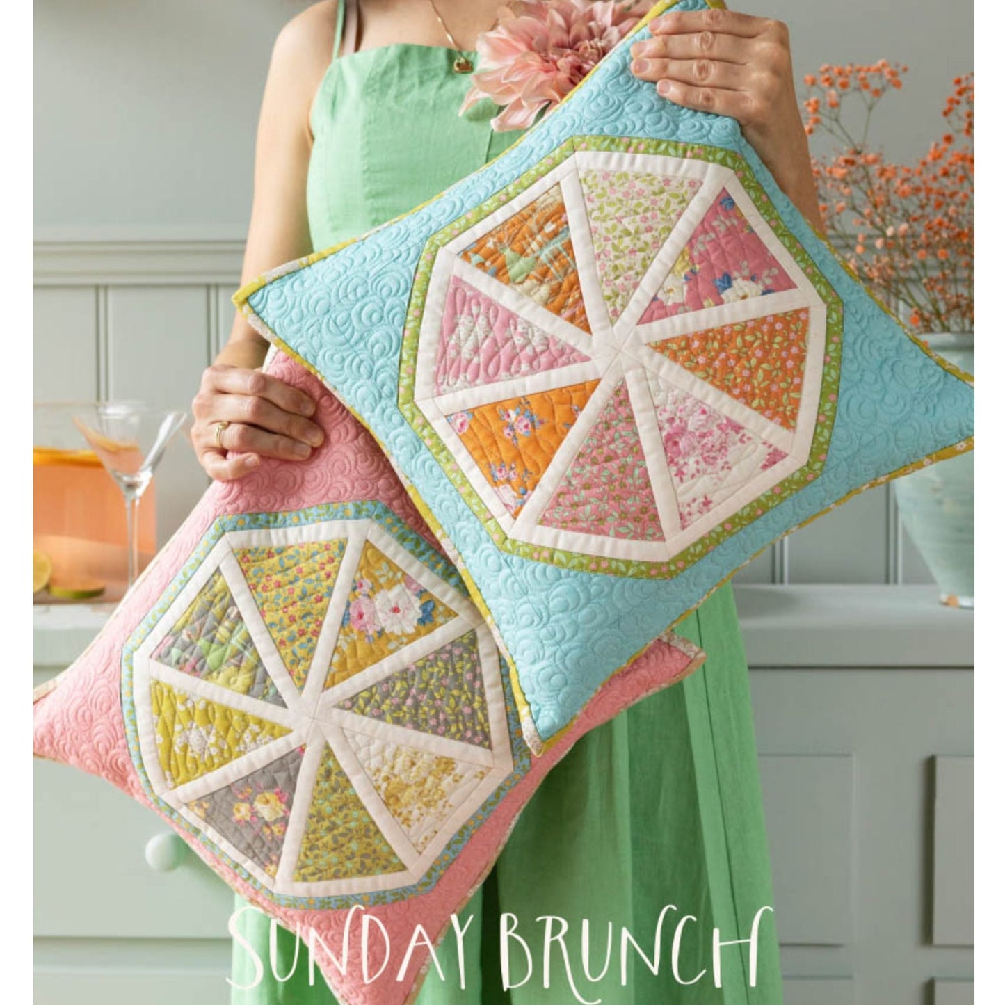 Tissu Tilda Sunday Brunch pour le quilting, l'artisanat et la couture, motif principal bleu sarcelle