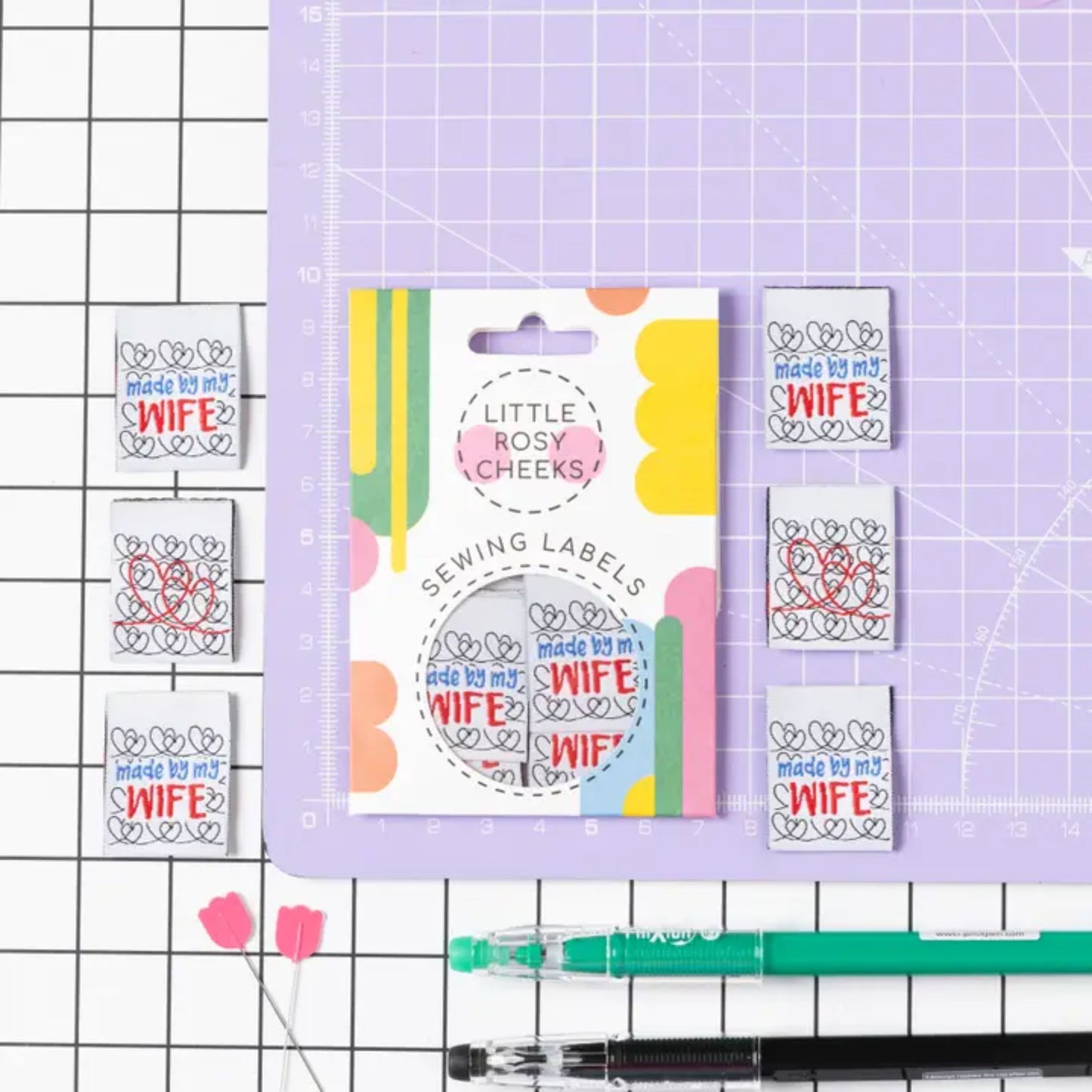Étiquettes tissées à coudre Little Rosy Cheeks - Fabriquées par ma femme