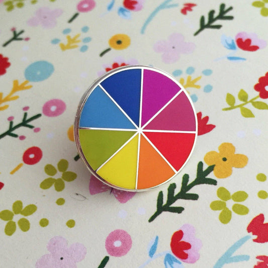 Broche en émail, cadeau de couture, motif roue de couleurs vives