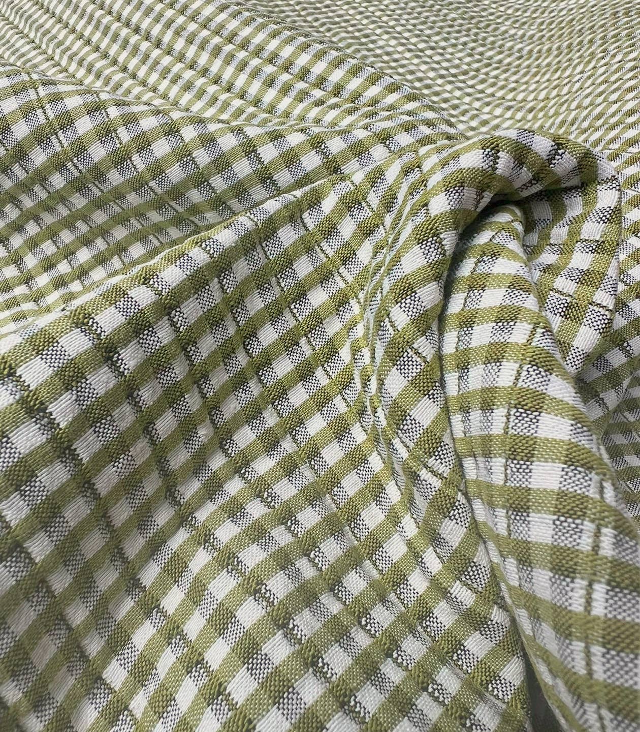 Tela de guinga acolchada para confección 'Kiwi Green' del diseñador francés Cousette