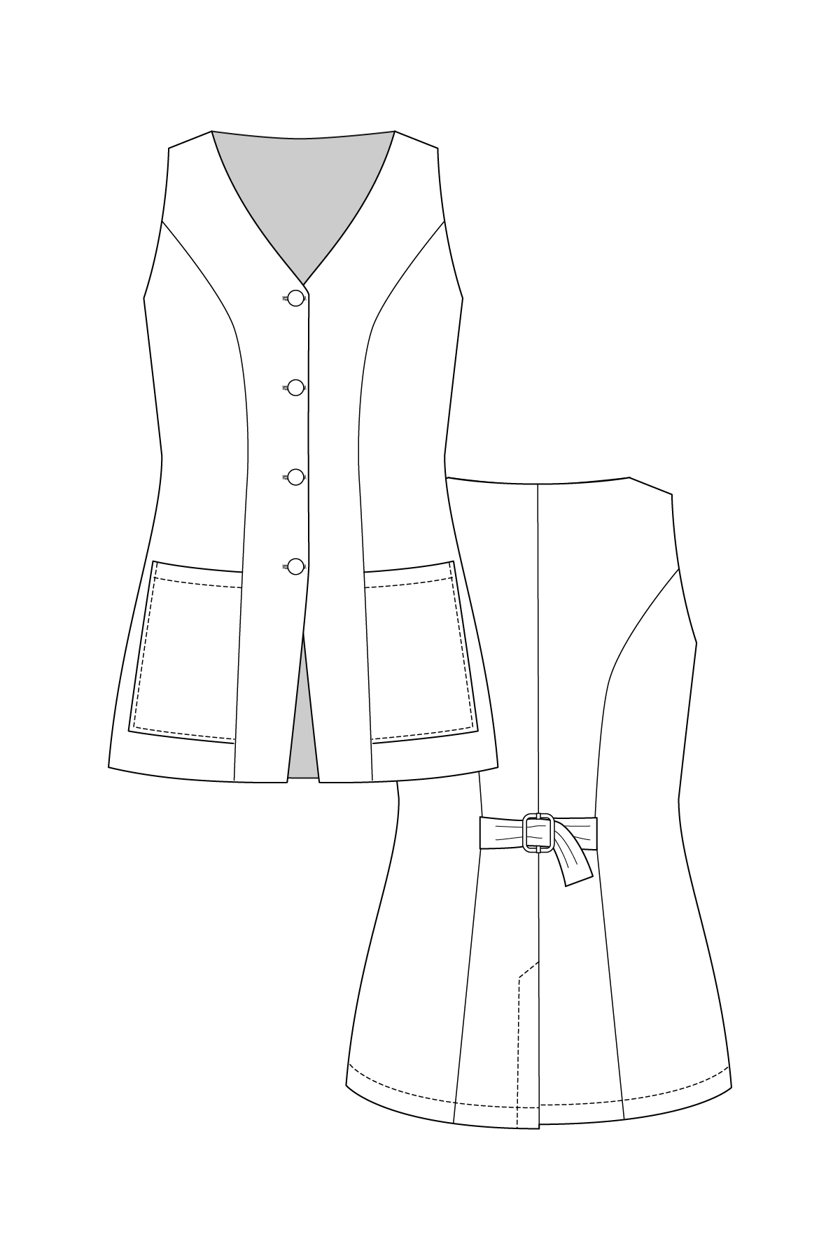 Patron de couture pour robe boutonnée et gilet Asteri par Named, patron papier, tailles 4 à 28