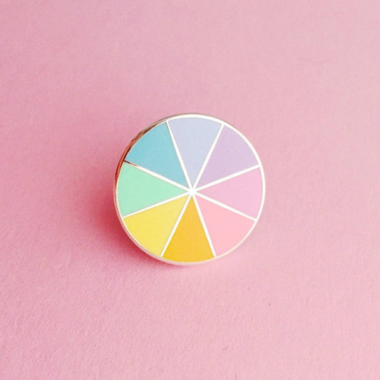 Broche en émail, cadeau de couture, motif roue de couleurs pastel