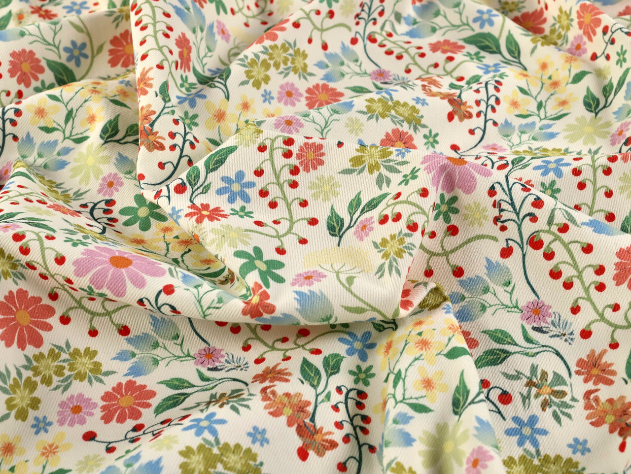 Fabric Godmother Garden Vine Denim Ivory