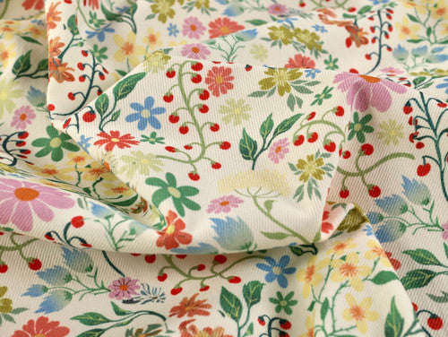 Fabric Godmother Garden Vine Denim Ivory
