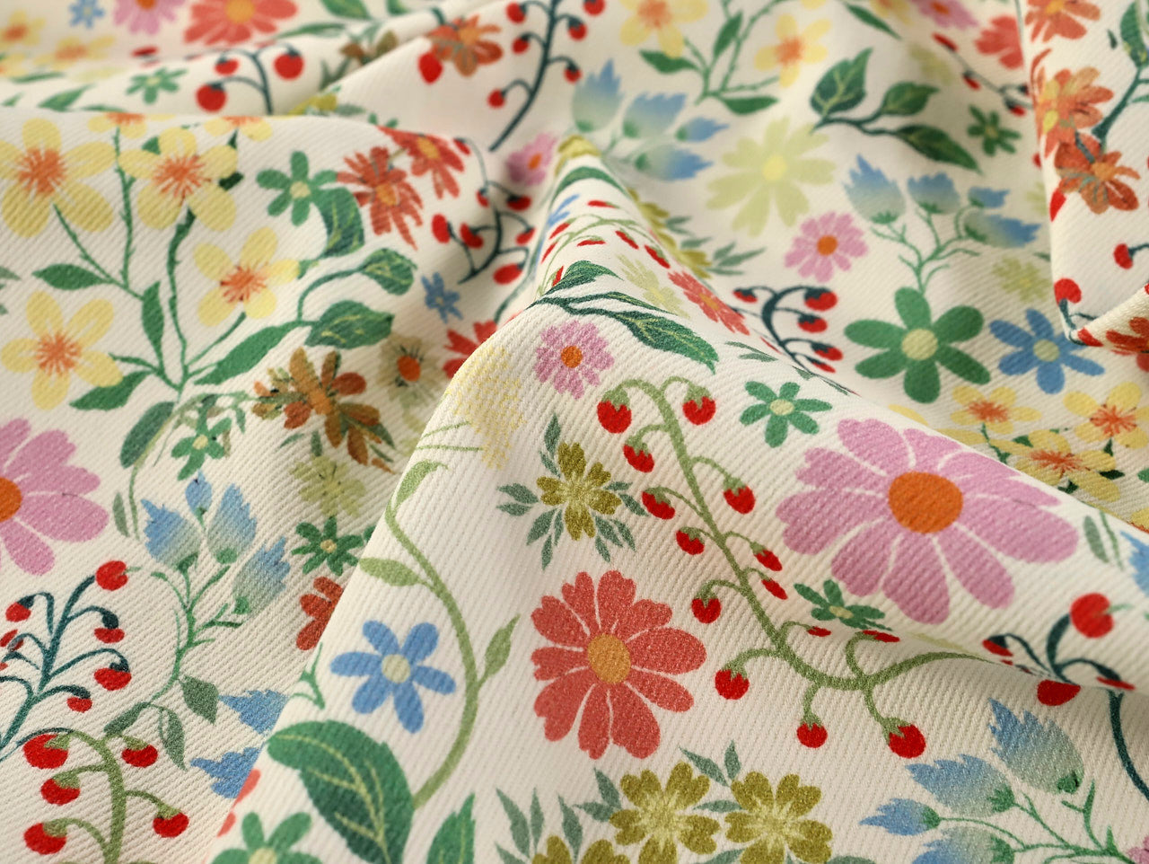 Fabric Godmother Garden Vine Denim Ivory