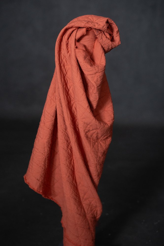 Quilted Jacquard Indian Cotton Dressmaking Fabric in 'Orange Spritz’ by Merchant and Mills