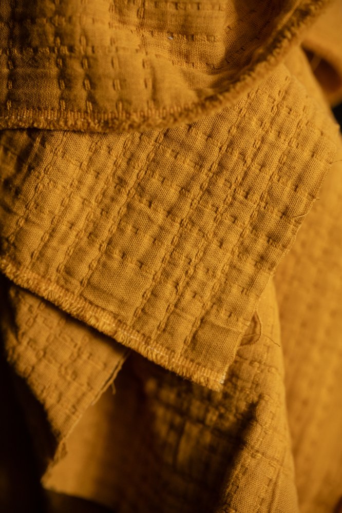 Quilted Jacquard Indian Cotton Dressmaking Fabric in 'Ginger & Honey’ by Merchant and Mills