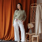 Tela de guinga acolchada para confección 'Kiwi Green' del diseñador francés Cousette