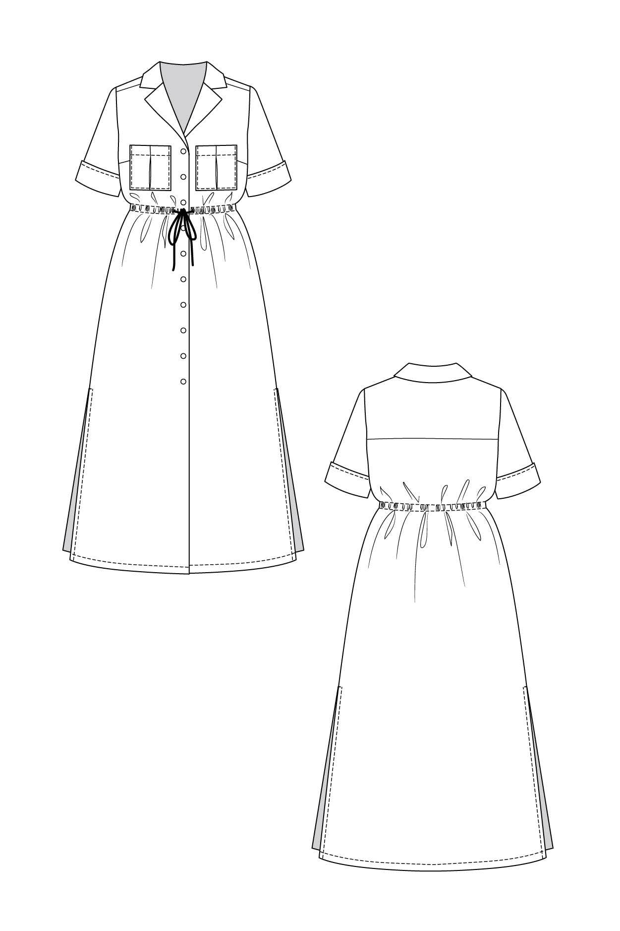 Patron de couture pour robe chemise Reeta par Named, patron papier, tailles 4 à 28