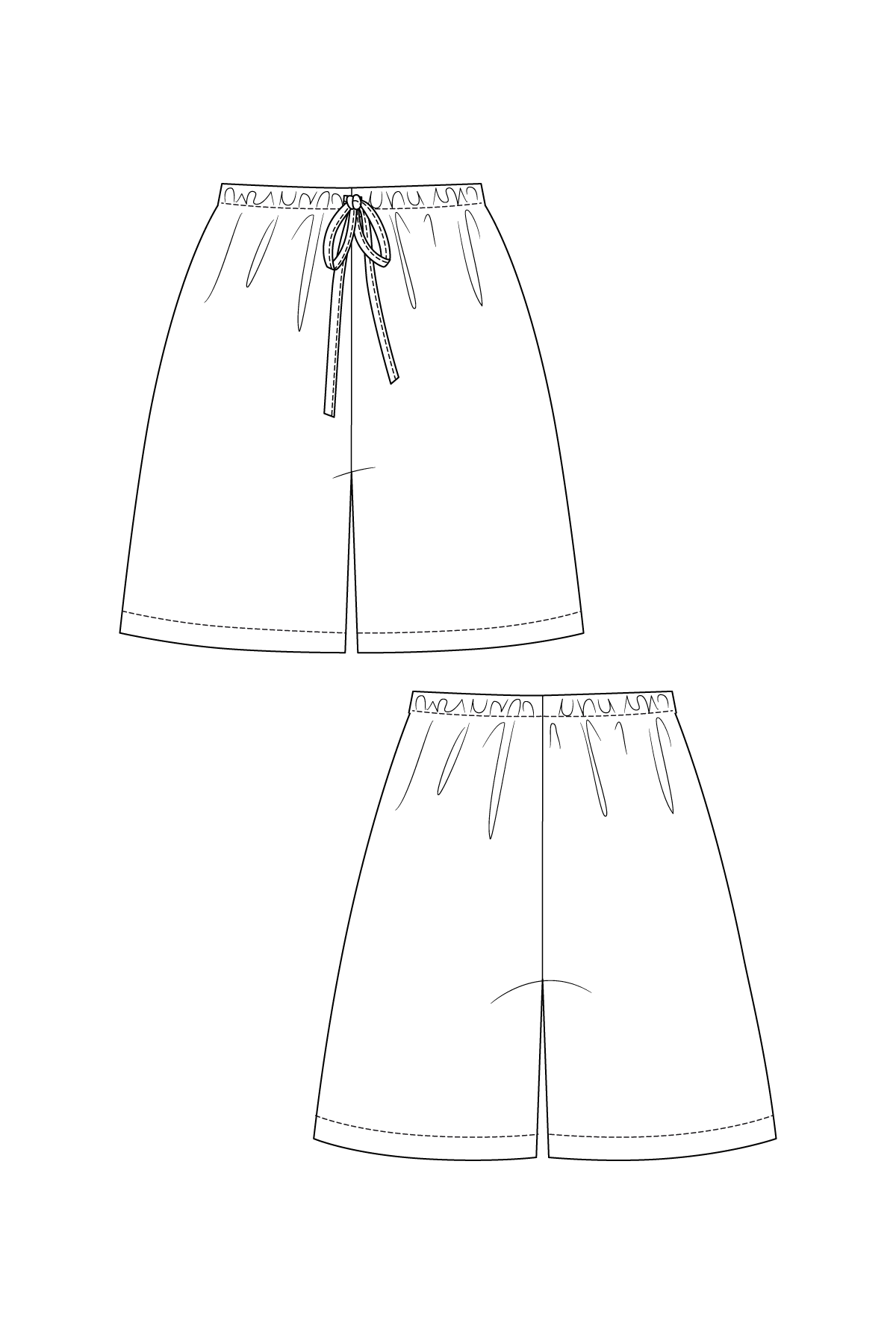 Patron de couture pour pantalons et shorts à taille élastique Aulio, patron papier, tailles XS à XXL