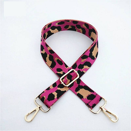 Bandoulières de sac interchangeables prêtes à l'emploi, motif léopard, largeur 3,8 cm, finitions dorées