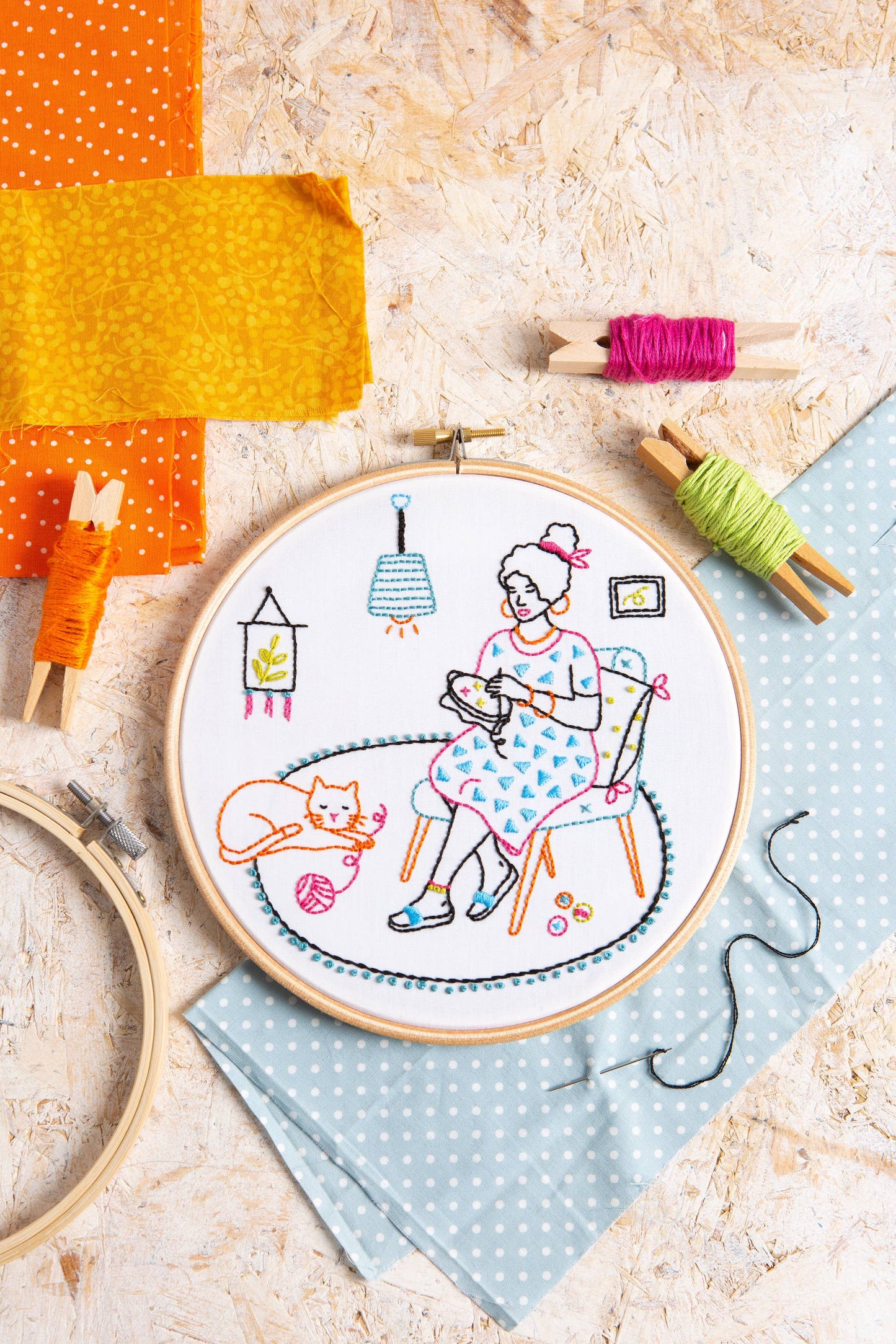 Stitching Embroidery Kit (Relax), Complete Craft Kit