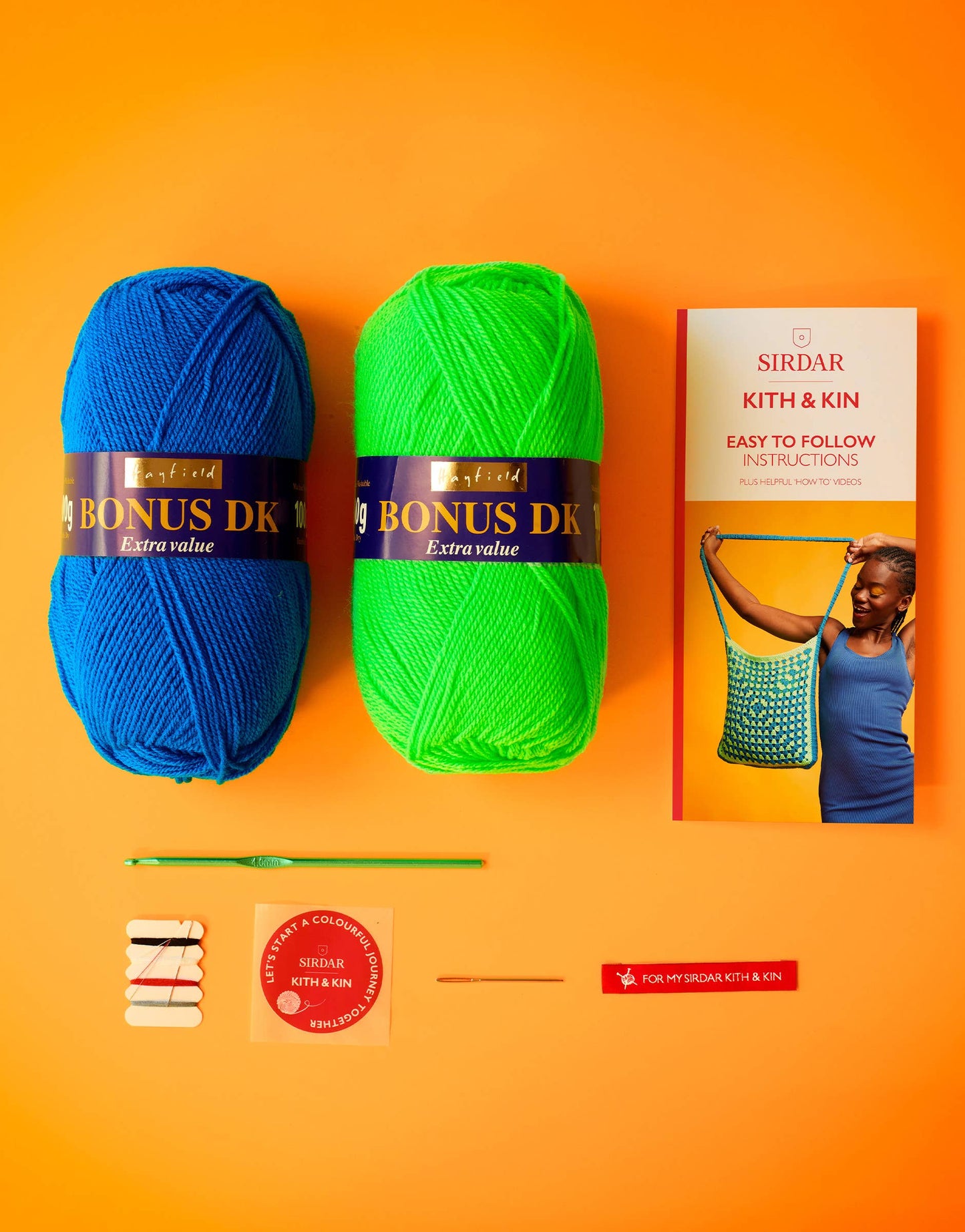 But Make It Bright Crochet Bag Kit, Sirdar Kith & Kin, Complete Beginner Kit