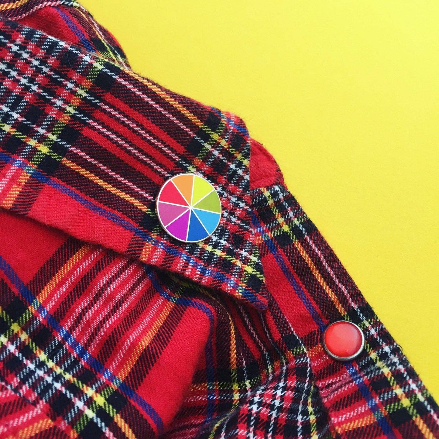 Broche en émail, cadeau de couture, motif roue de couleurs vives