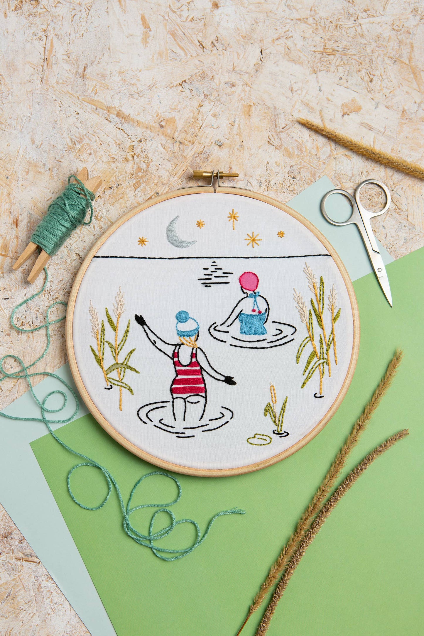 Wild Swimming Embroidery Kit (Swim), Complete Craft Kit