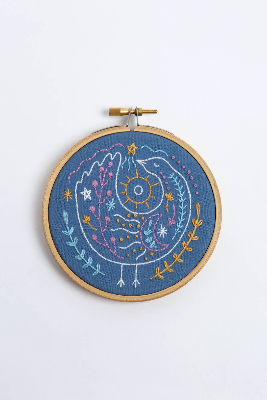 Celestial Bird Mini Embroidery Kit, Complete Craft Kit for Beginners