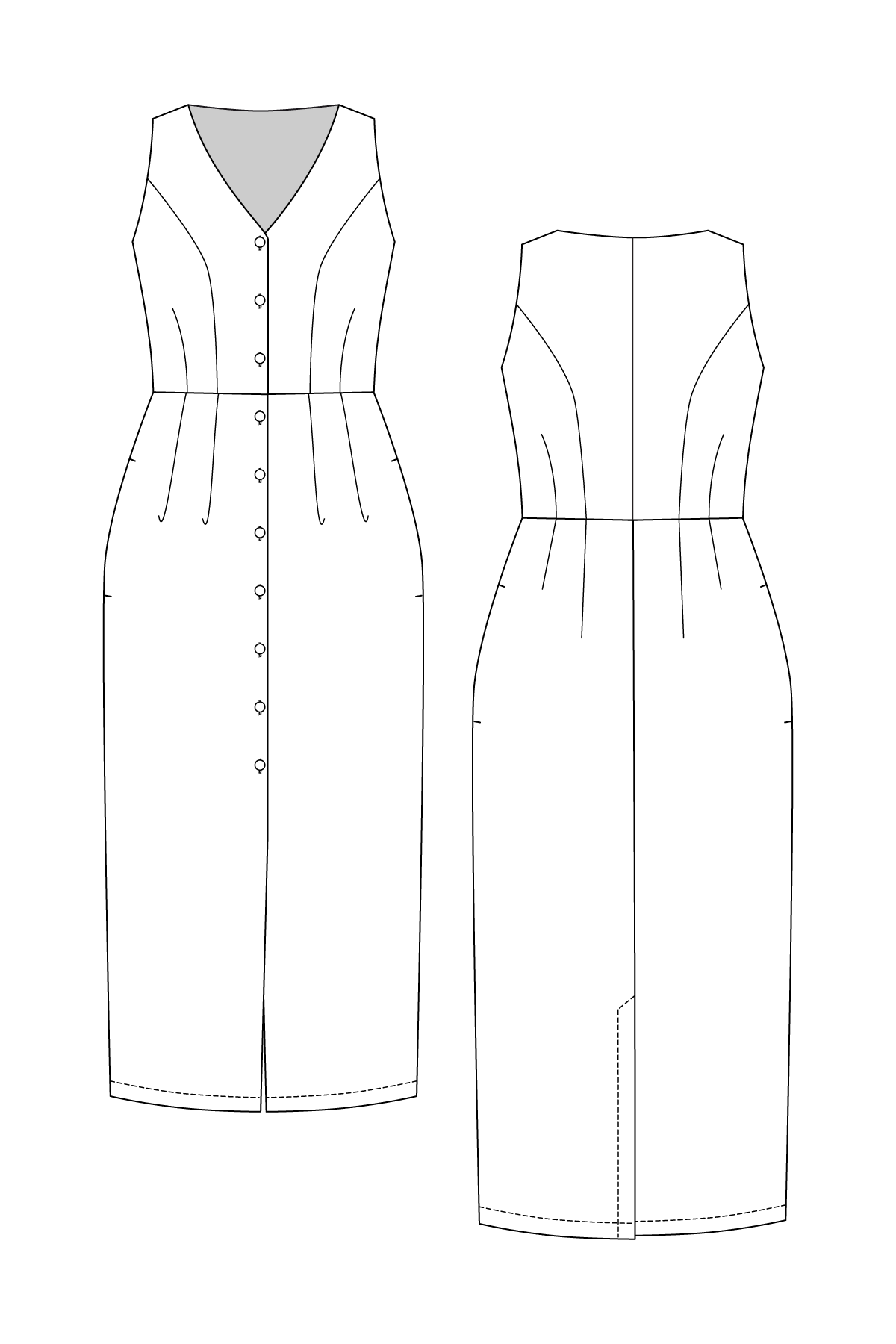 Patron de couture pour robe boutonnée et gilet Asteri par Named, patron papier, tailles 4 à 28