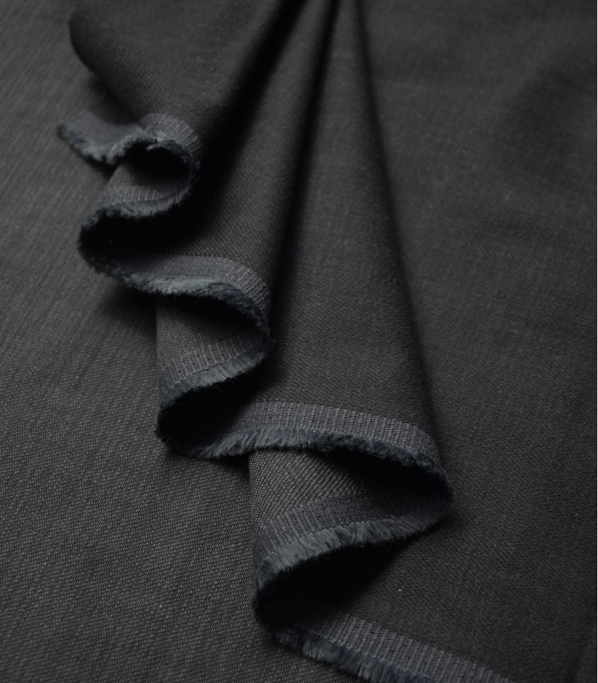 Deep Black Denim Fabric by Cousette